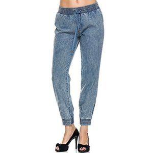 Wax Jean Acid Wash Chambray Drawstring Jogger Pants